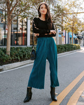 Villanueva Plisse Cropped Pants - Teal  - SALE